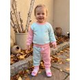 thumbnail image 5 of RUINIXCW Toddler Baby Girls Fall Outfit Contrast Color Long Sleeve Sweatshirt Pants, 5 of 8