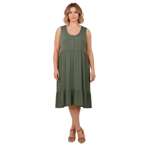 Avenue Women's Plus Size Button Detail Tank Dress