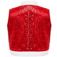 thumbnail image 2 of TiaoBug Kids Boys Girls Christmas Santa Claus Costume Open Front Waistcoat Sequins Blazer Vest Red 8, 2 of 5