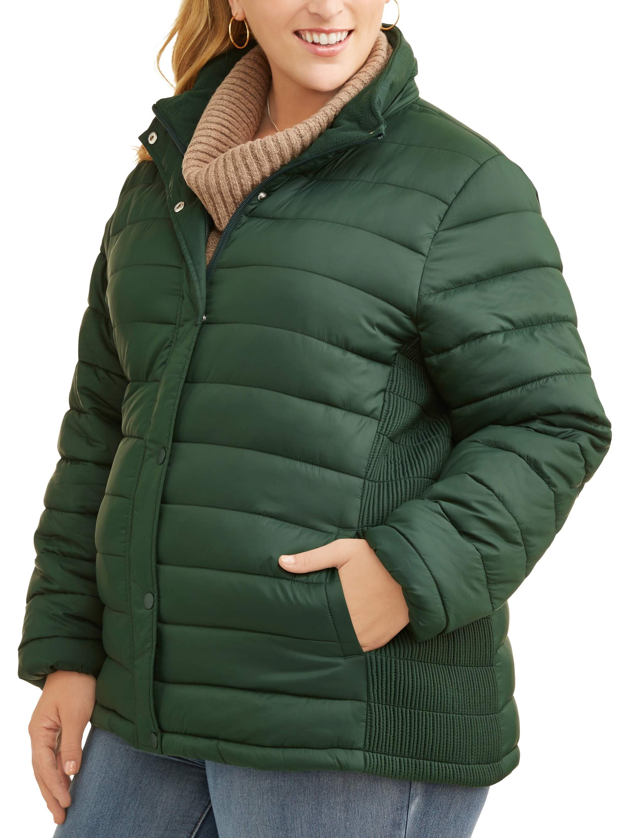 Time and Tru Women's PlusSize Hooded Puffer Jacket