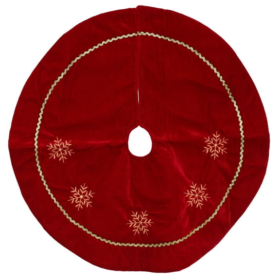 Northlight Snowflakes Christmas Tree Skirt - 24" - Red and Gold