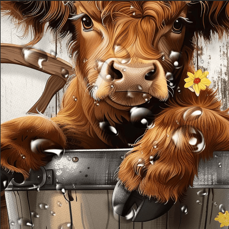 Farmhouse Highland Cow Shower Curtain, Rustic Cow Shower Curtain Set Farmhouse Bull Sunflower Bathroom Curtain Decor, Waterproof Western Farm Country Bull Bathroom Curtain With Hooks,70X75 Inch