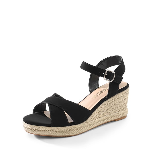 Sandalias con Cuña DREAM PAIRS SDPW2408W Plataforma Negra 7.5