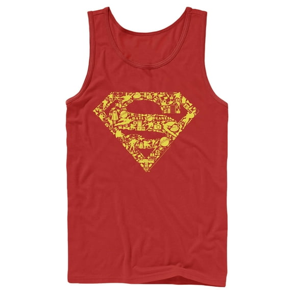 Men's Superman Logo Icon Collage Tank Top Red 2X Large