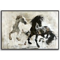 Horse Oil Painting Racing Horse Canvas Art Framed Horse Picture Wall Art For Livingroom Bedroom Office