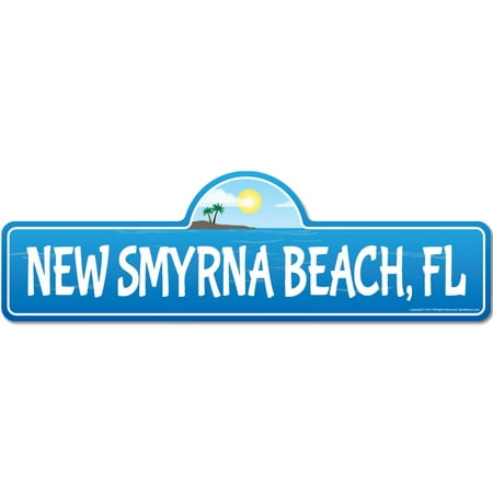 New Smyrna, FL Florida Beach Street Sign | Indoor/Outdoor | Surfer, Ocean Lover, Décor For Beach House, Garages, Living Rooms, Bedroom | Signmission Personalized (Best Florida Beaches For Kids)
