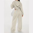 thumbnail image 4 of CIENVNSTG Women 2 Piece Set Fall Clothes Outfits Zipper Hooded Sweatshirt Set High Waist Ladies Sweatpants Set Streetwear Khaki S, 4 of 4