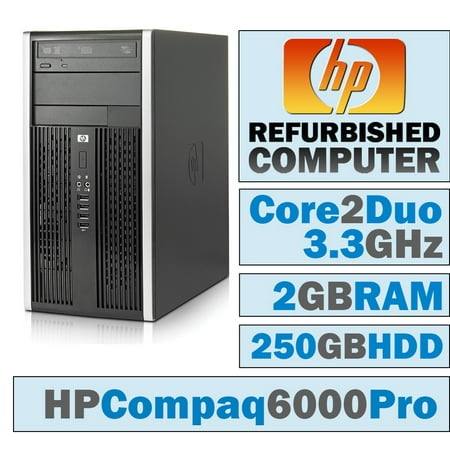 REFURBISHED HP Compaq 6000 Pro MT/Core 2 Duo E8600 @ 3.33 GHz/2GB DDR3/250GB HDD/DVD-RW/No
