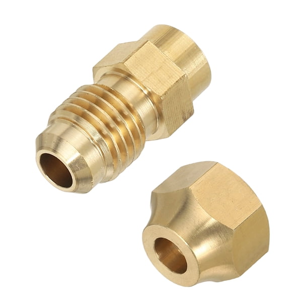 Conector de tubo de latón con flare Uxcell, adaptador de tubería de soldadura con tuerca para plomería HVAC aire acondicionado 1 1/4" SAE Macho