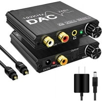 192KHz Digital to Analog Audio Converter with Bass and Volume Adjustment, Digital SPDIF/Optical/Toslink/Coaxial to Analog Stereo L/R RCA and 3.5mm Jack Converter, AppleTV Home Theater