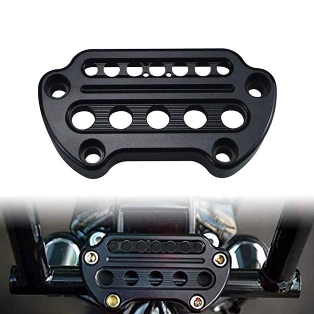 WOWTK Abrazaderas elevadoras superiores para manillar de luz indicadora de motocicleta, de aluminio, para Harley Sportster XL 883 Dyna Fat Bob 1995-2020 Low Rider FXD, color negro