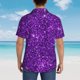 thumbnail image 4 of Fotbe Purple Glitter Camisa Hawaiana para Hombre Unisex – Camisa Casual de Verano con Botones de Manga Corta de Algodón y Lino,3X-Large, 4 of 7