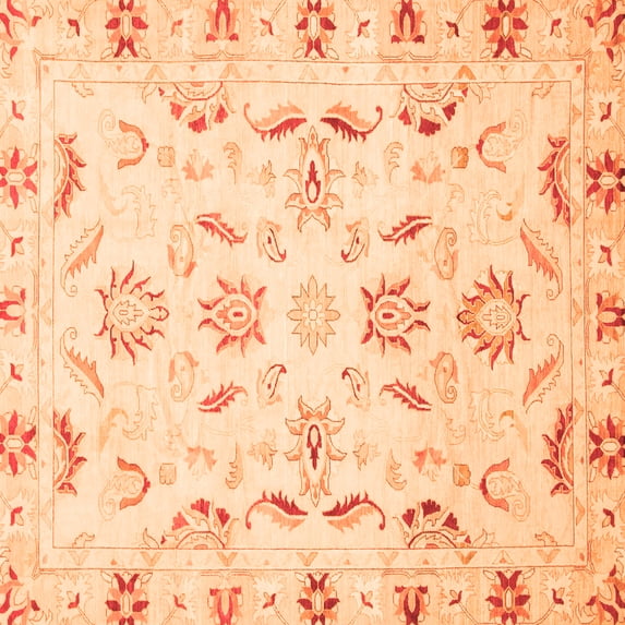 Ahgly Company Indoor Square Oriental Orange Traditional Area Rugs, 8' Square