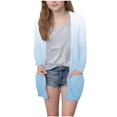thumbnail image 3 of Rvasteizo Toddler Girl Shirts Print Lapel Long Sleeve Cardigan with Pockets Soft Girls Outer Wear for 5 to 14 Years Fall, 3 of 5