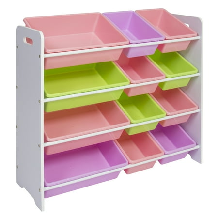 Best Choice Products Toy Bin Organizer Kids Childrens Storage Box Playroom Bedroom Shelf Drawer - Pastel