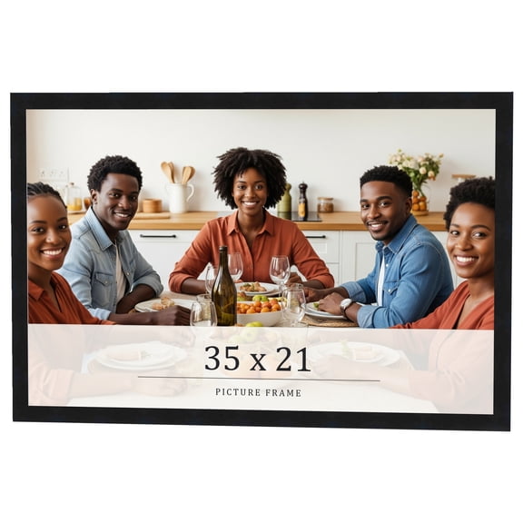 35x21 Frame Black Real Wood Picture Frame Width 0.75 inches | Interior Frame Depth 0.5 inches |
