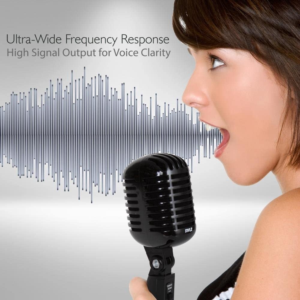 Vintage Style Dynamic Vocal Microphone with XLR  and Adjustable Stand for Live Performance