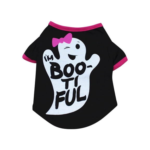 Leeye Halloween Pet Skeleton Shirt, Funny Cosplay Cat Dog T-Shirt with Spooky Design for Small Pets Party Daily Wear, Black, XS