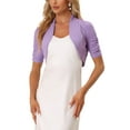 thumbnail image 1 of INSPIRE CHIC Women's Short Sleeves Bolero Open Front Shrugs Cropped Cardigan Lilac S, 1 of 6