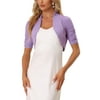 Allegra K Women's Ruched Short Sleeve Shrugs Bolero Cropped Open Front Cardigan