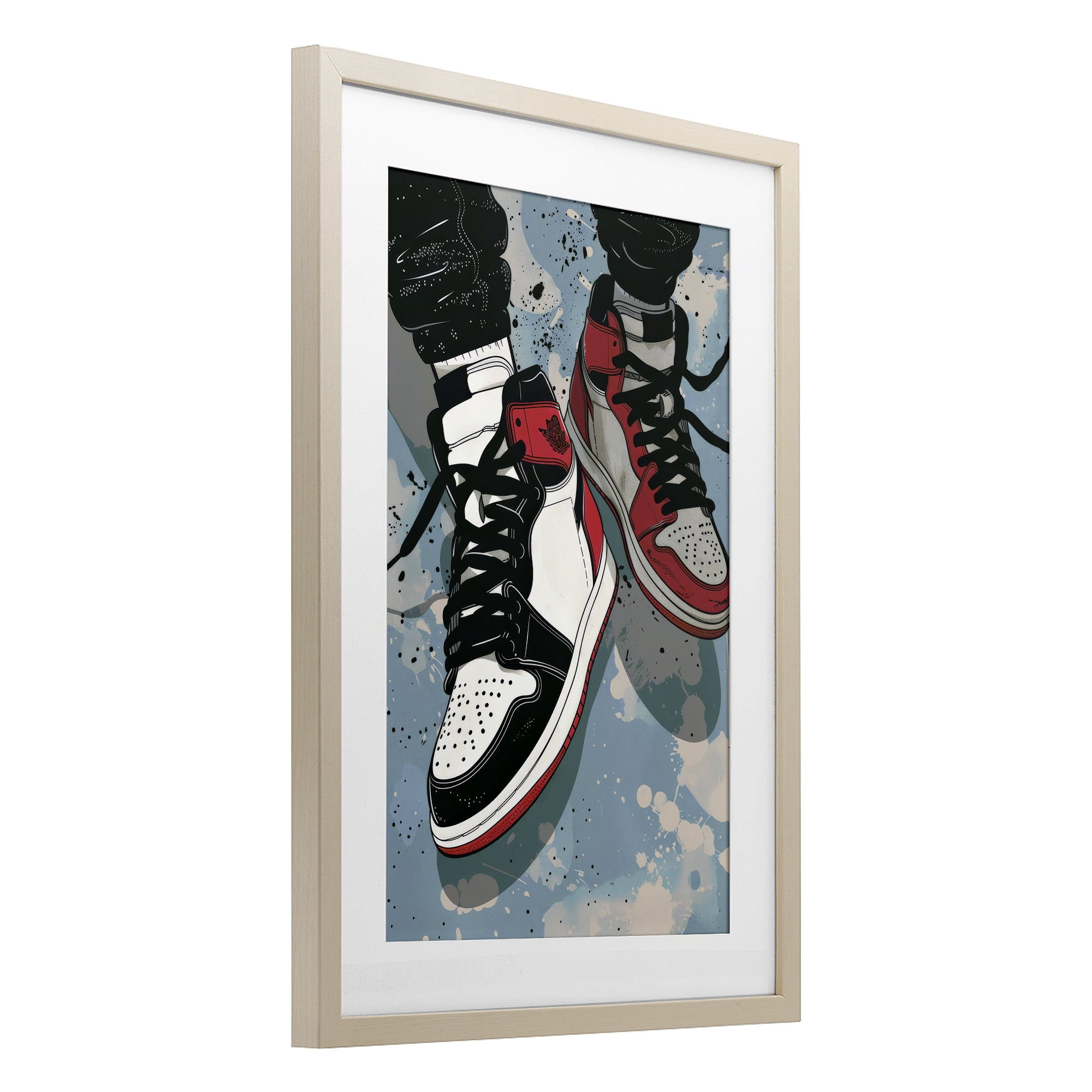 Stupell Industries Casual Streetwear Sneakers Birch Framed Print Under Glass, design by Ray Powers