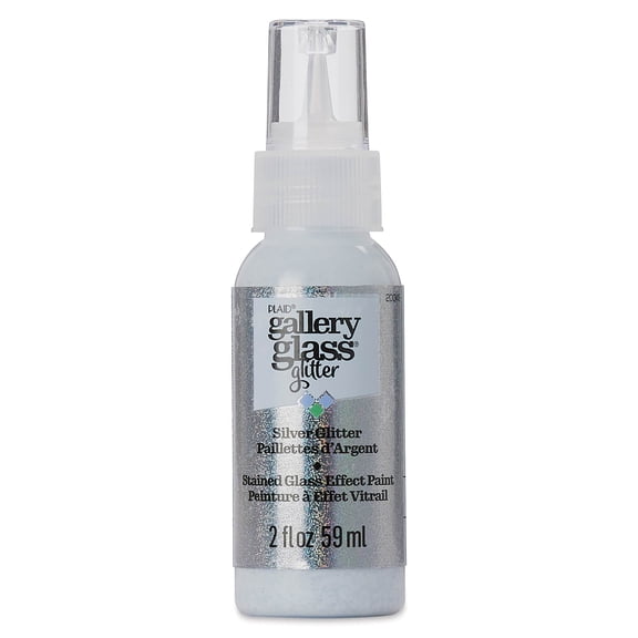 Plaid Gallery Glass Paint - Glitter Silver, 2 oz