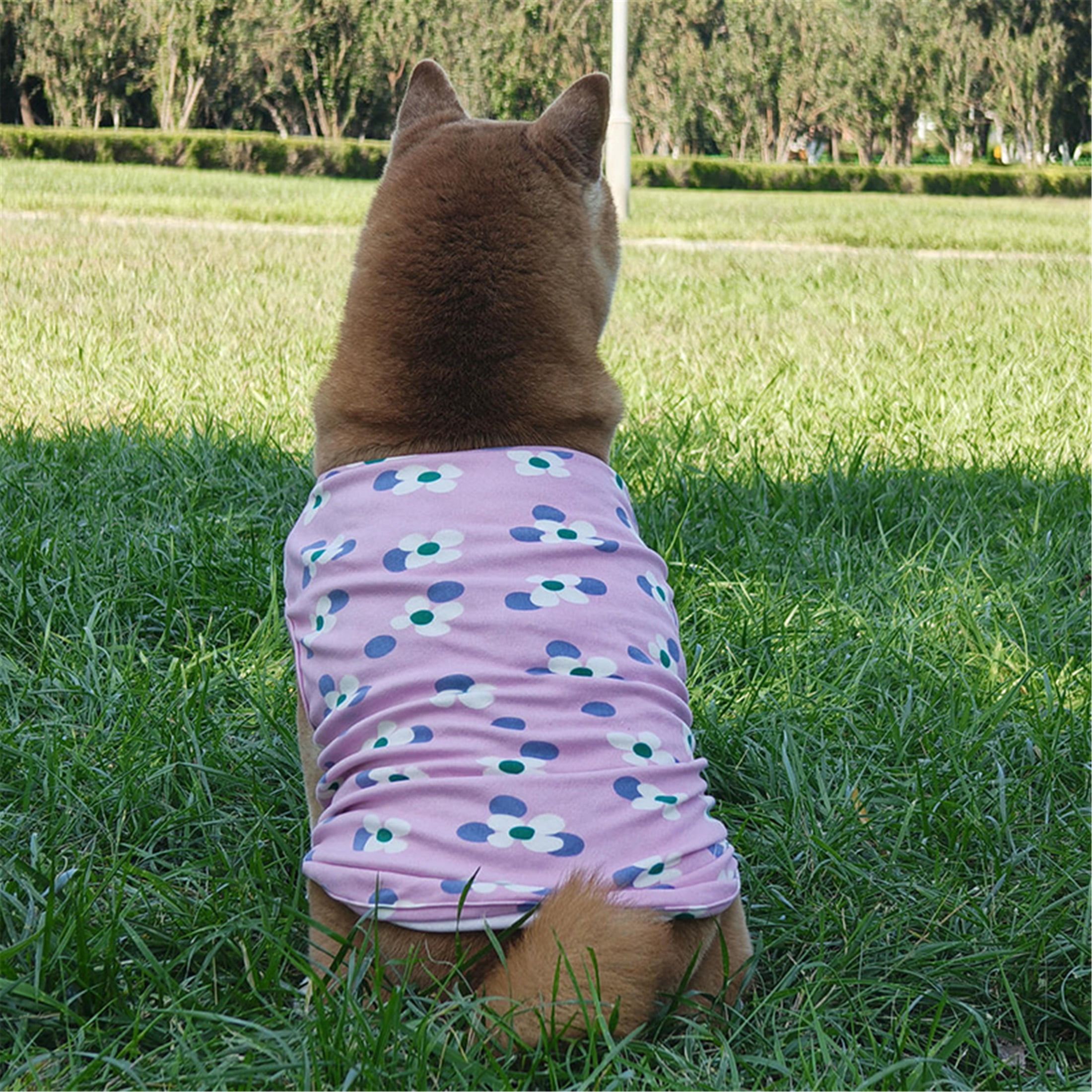 HQREA Floral Large Big Dog Vest Shirt Girl Spring Autumn Warm Fleece Sleeveless Pet Vest Clothes Samoyed Undershirt Corgi Outfits