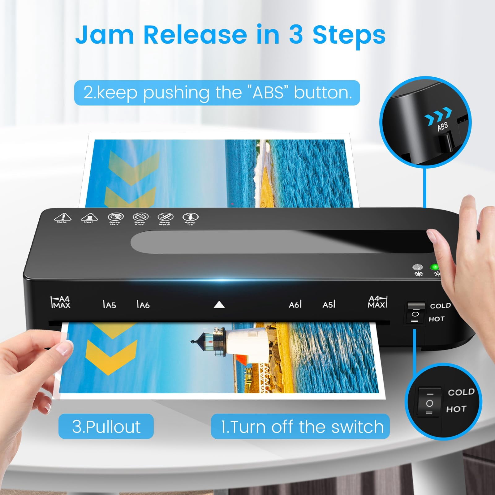 Laminator Machine, A4 Laminators Hot & Cold with 10 Laminating Sheets, 9 Inch Laminating Machine for Home, Office, School and Business