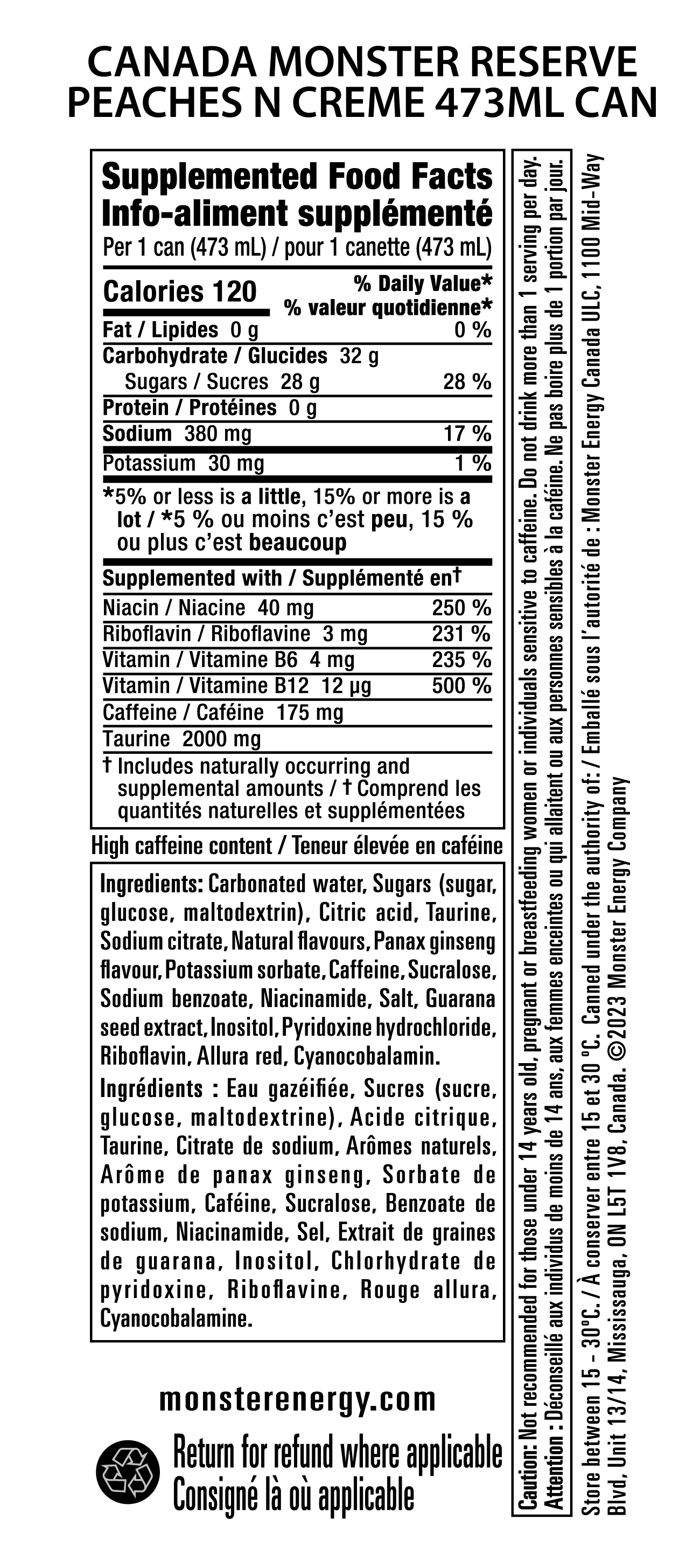 Monster Reserve Peaches & Cream, Peach Energy Drink