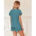 thumbnail image 4 of Ekouaer Women's Pajamas Set Ruffle Sleeves Sleepwear V Neck Comfy 2 Piece Pjs Loungewear Set with Pockets, 4 of 7