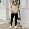 thumbnail image 2 of fheaev 2-Piece Outfits for Men Fleece Lined Hoodie Tracksuit Set Casual Solid Color Drawstring Joggers And Long Sleeve Zipper Hooded Sweatshirt with Pockets, 2 of 4