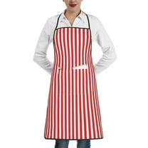 Easygdp Red And White Stripes Apron Waterdrop Resistant with 2 Pockets,Oil Resistant Cooking Kitchen Chef Apron for Women Men