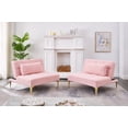 thumbnail image 4 of FFZ 71 inch Convertible Sofa Bed Futon with Gold Metal Legs and Teddy Fabric, Pink Teddy, 4 of 14
