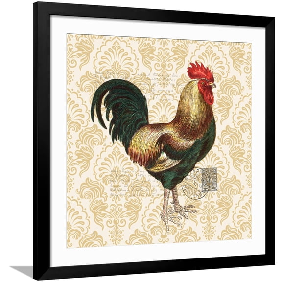 Art.com Rooster 2 Art Print by Kimberly Allen, Black Frame Wall Art, 38" x 38"