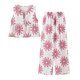 thumbnail image 4 of HH TRAF Conjunto de pantalón de 2 piezas con estampado de moda para mujer, top con cuello en V sin mangas con cordones y pantalones anchos con cintura elástica elegantes e informales, 4 of 4