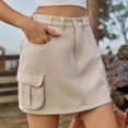 thumbnail image 4 of SDNall Womens Fashion Solid Color Elastic Waist Cowboy Cargo Skirt, 4 of 9