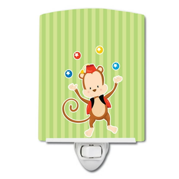 Caroline's Treasures BB8696CNL Monkey Juggler Ceramic Night Light, 6x4x3", multicolor