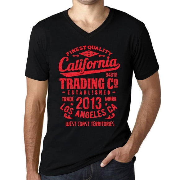 Men's Graphic T-Shirt V Neck California Trading Since 2013 11st Birthday Anniversary 11 Year Old Gift 2013 Vintage Eco-Friendly Short Sleeve Novelty Tee