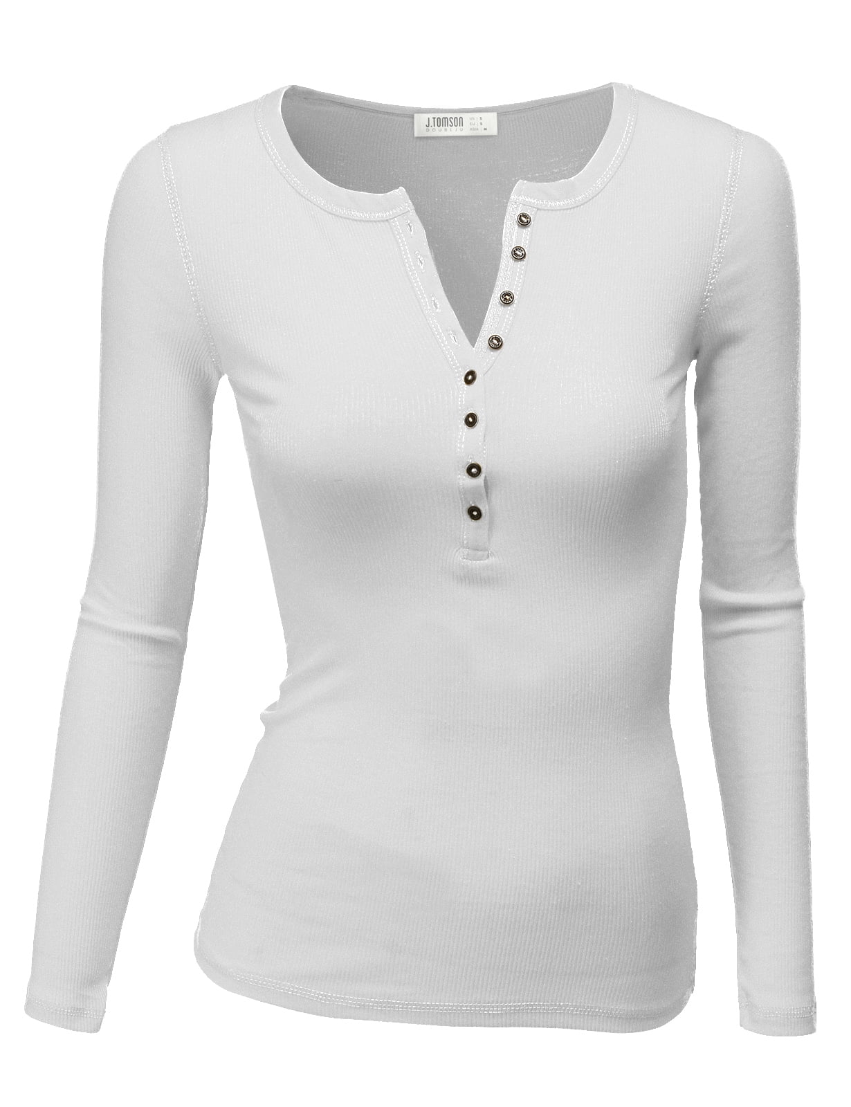 Doublju Womens Long Sleeve Thermal Henley Top with Female Plus Size ...