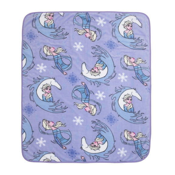 Disney Frozen 2 Elsa and Nokk Plush Toddler Blanket, Lavender