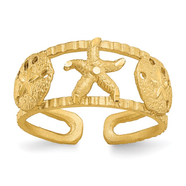14k Yellow Gold Starfish Adjustable Toe Ring Open Midi