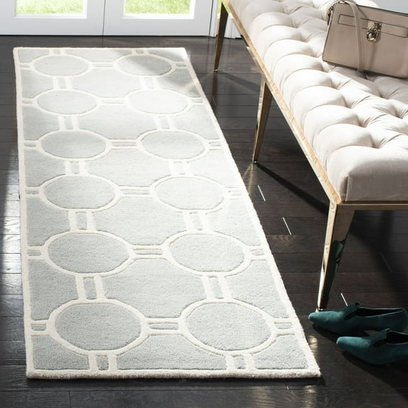 SAFAVIEH Chatham Felix Geometric Wool Runner Rug, Gray/Ivory, 2'3" x 7'