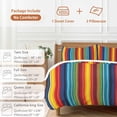 thumbnail image 6 of 3 Piece Abstract Vertical Striped Duvet Cover Set Full Size,Microfiber Comforter/Quilt Cover with Corner Ties and 2 Pillowcases,Colorful Rainbow Stripes Retro All Season Bedding with Zipper Closure, 6 of 8