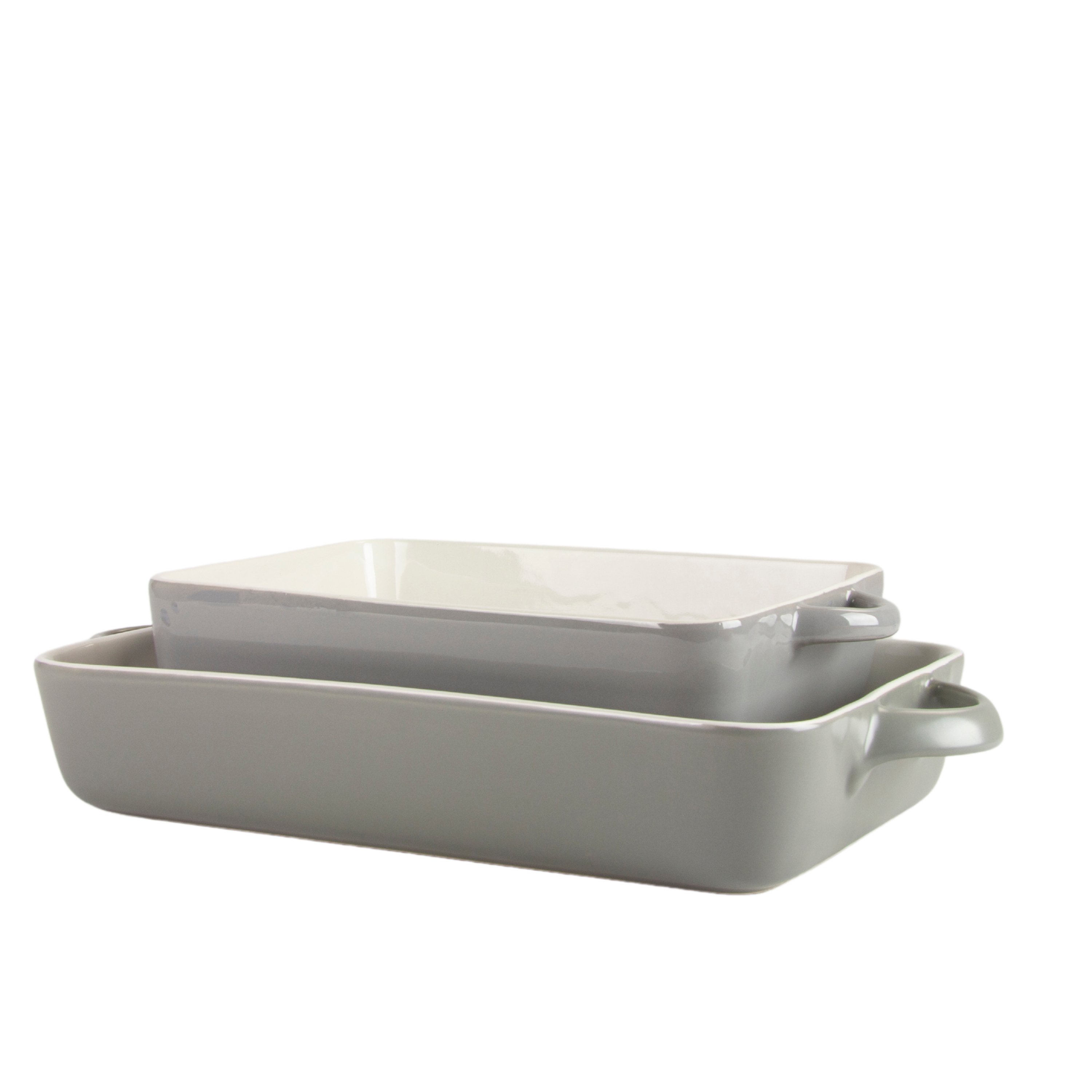 10 Strawberry Street Sienna Rectangle 12" and 9.5" Stoneware Bakeware Set of 2, Gray