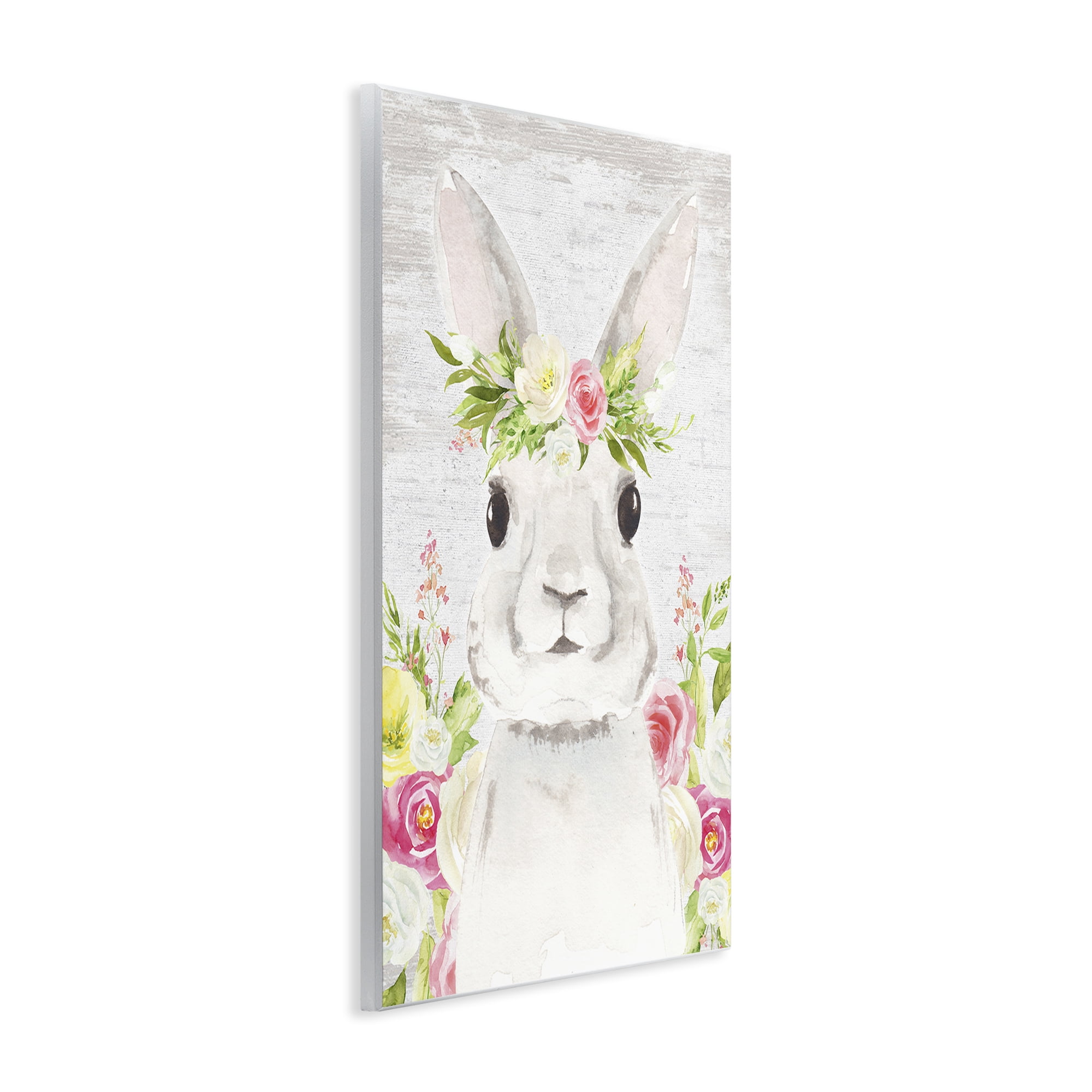 Rustic Easter Bunny Flower Crown Spring Bouquet Wall Plaque Art, 10 x 15, By Lettered and Lined