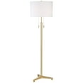 thumbnail image 3 of Possini Euro Design Encino Modern Tripod Floor Lamp Standing 60" Tall Brass Gold Metal Off White Fabric Drum Shade for Living Room Bedroom Office Home, 3 of 9