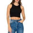 thumbnail image 2 of Women's Cropped Ribbed High Neck Cotton Stretch Tank Top 2-Pack, 2 of 4