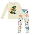 thumbnail image 2 of Pyjamas pour Enfants Garçons Ensemble de Pyjama Imprimé Dinosaure Col Rond Manches Longues Pantalon 2 Pcs Printemps Automne Pyjamas pour Tout-Petits Beige 5 Ans-6 Ans, 2 of 5