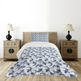 thumbnail image 4 of Ambesonne Fish Quilted Bedspread Set 2 Pcs, Eastern Traditional Animal, Twin Size, Dark Blue White, 4 of 5