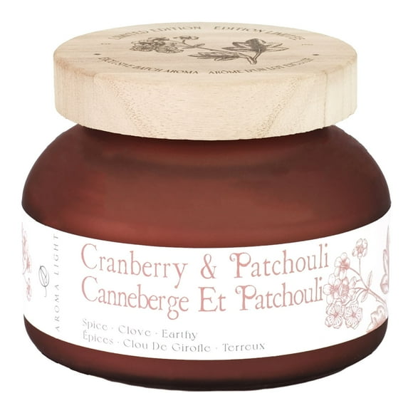 Art Wick 15oz Cranberry & Patchouli Soy Wax Blended Scented Candle,2 cotton wick